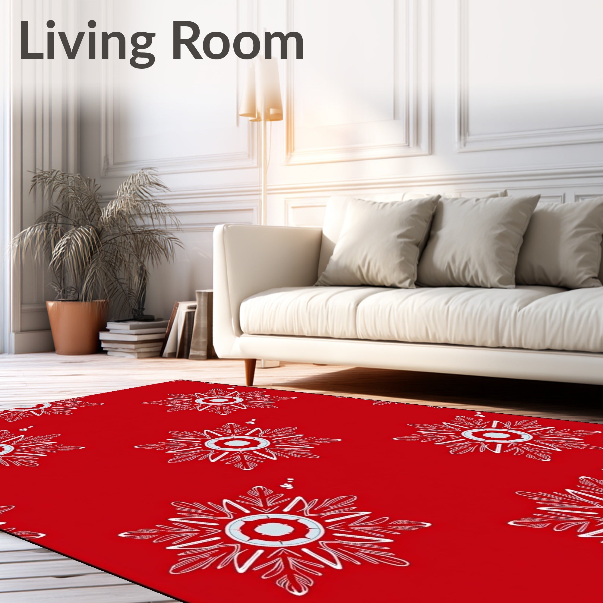 Crimson Snowflake Medallion Art Rug