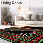 Black Sitting Dog Floral Garden Rug