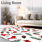 Red Cardinal Green Foliage Festive Accents Rug