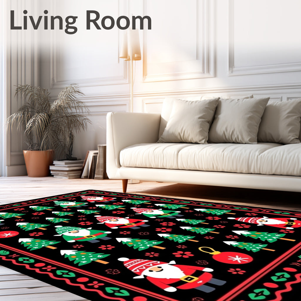 Festive Santa Trees and Ornaments Rug