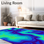 Deep Blue Teal Swirl Agate Rug