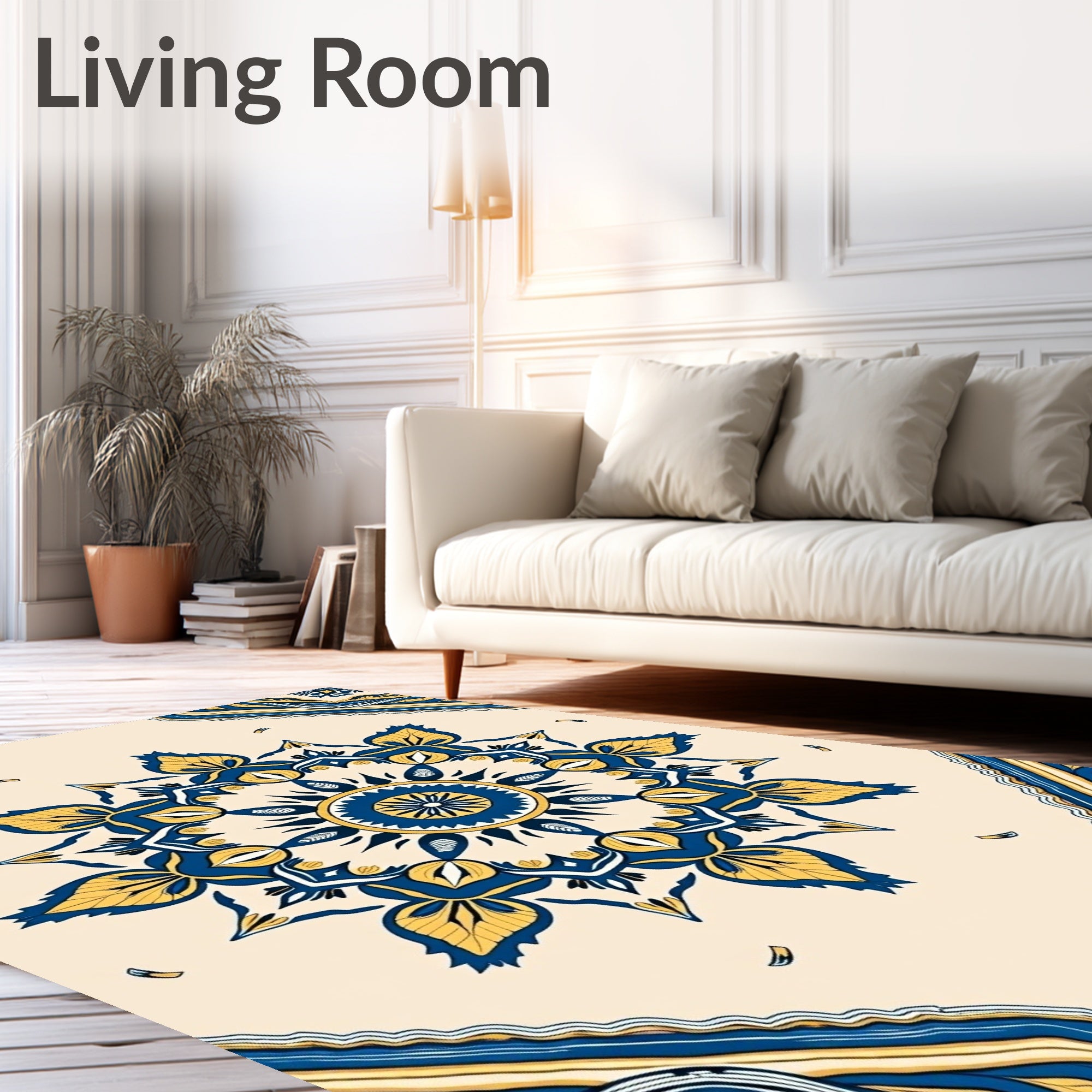 Mandala Sun Cobalt Yellow Medallion Rug