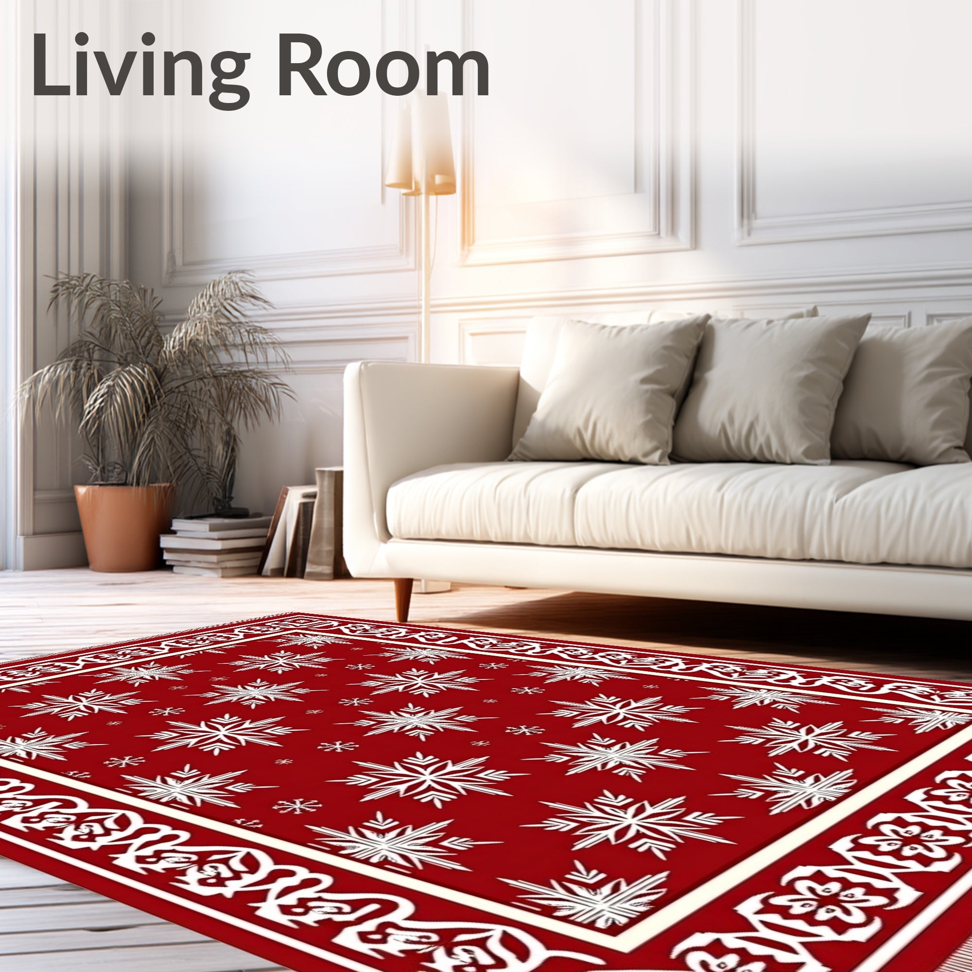 Crimson Snowfall Celestial Arrangement Rug