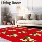 Festive Holly Bows Red Rug