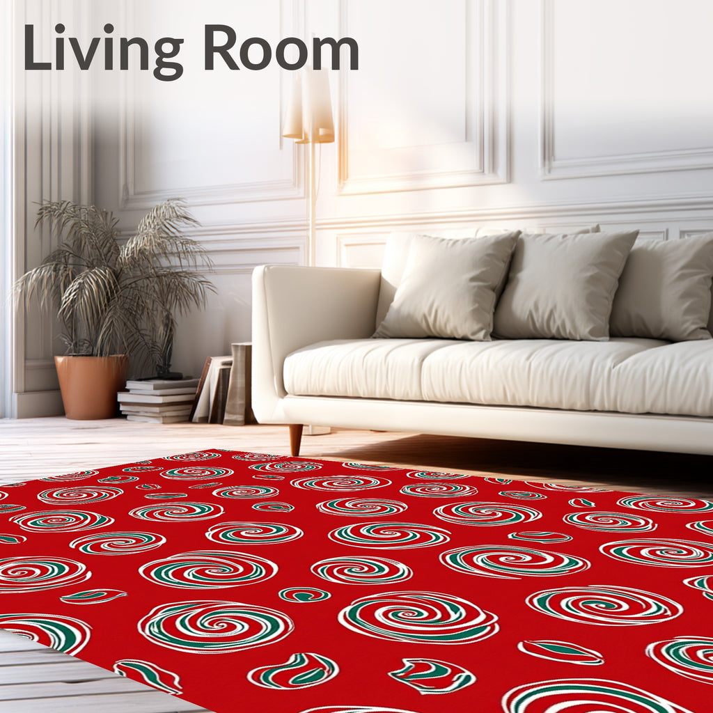 Red Swirled Peppermint Candy Rug