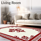 Crimson Fleur De Lis Border Rug