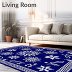 Deep Blue Snowflake Mandala Scatter Rug