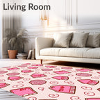 Pink House Swirl Abstract Collage Rug