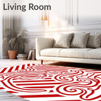 Bold Red Swirl Stripe Abstract Rug