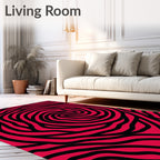 Crimson Black Swirling Wave Rug
