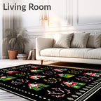 Christmas Characters Village Black Rug