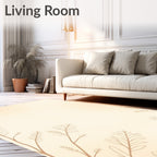Cream and Tan Botanical Branch Line Art Rug