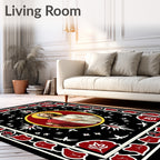 Black Red White Jesus Portrait Rug