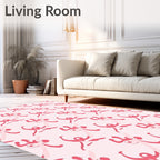 Whimsical Pink Figures Repeating Pattern Rug
