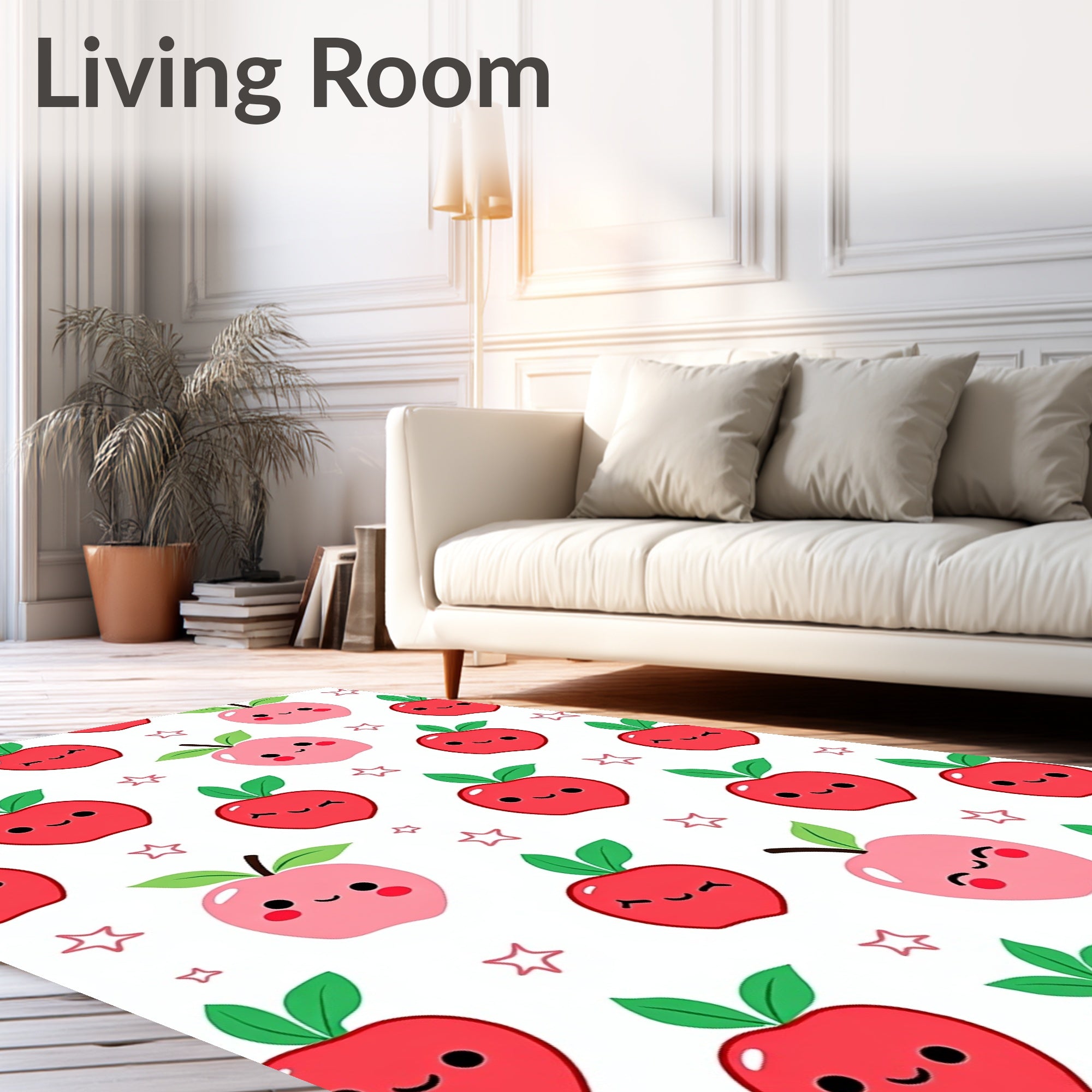 Cute Red And Pink Apple Stars Rug