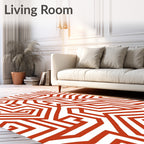 Bold Terracotta Geometric Maze Rug