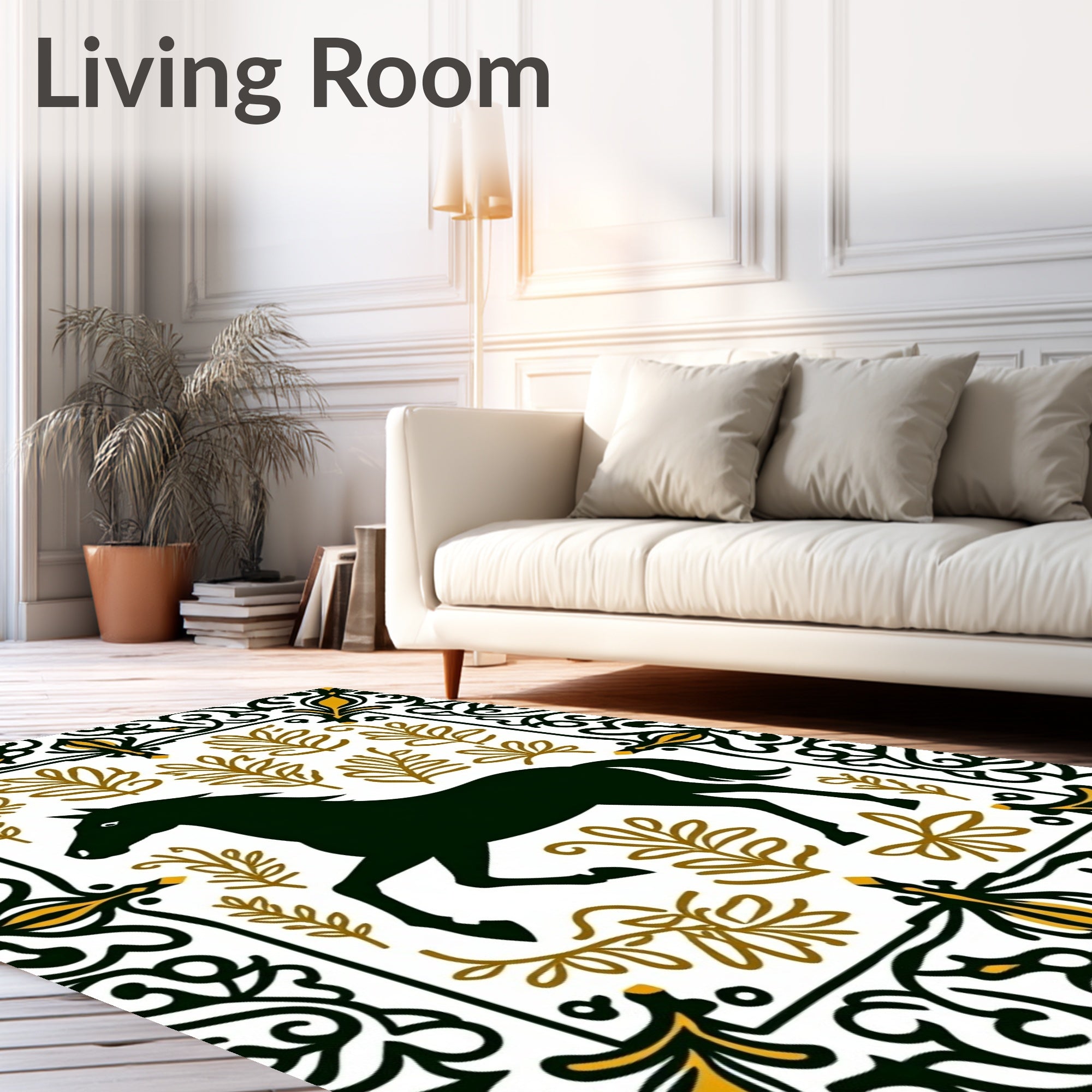 Dark Horse Golden Leaf Border Rug