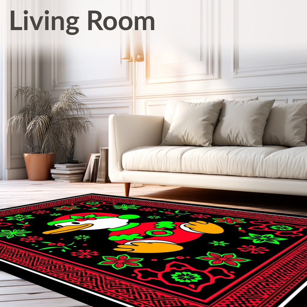 Festive Red Green Duck Christmas Rug