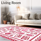 Pink Whimsical Winter Village Characters Rug