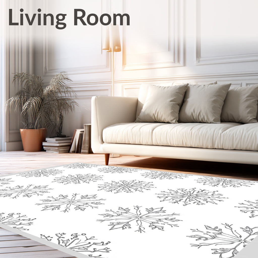 Winter Snowflake Grayscale Repeat Rug