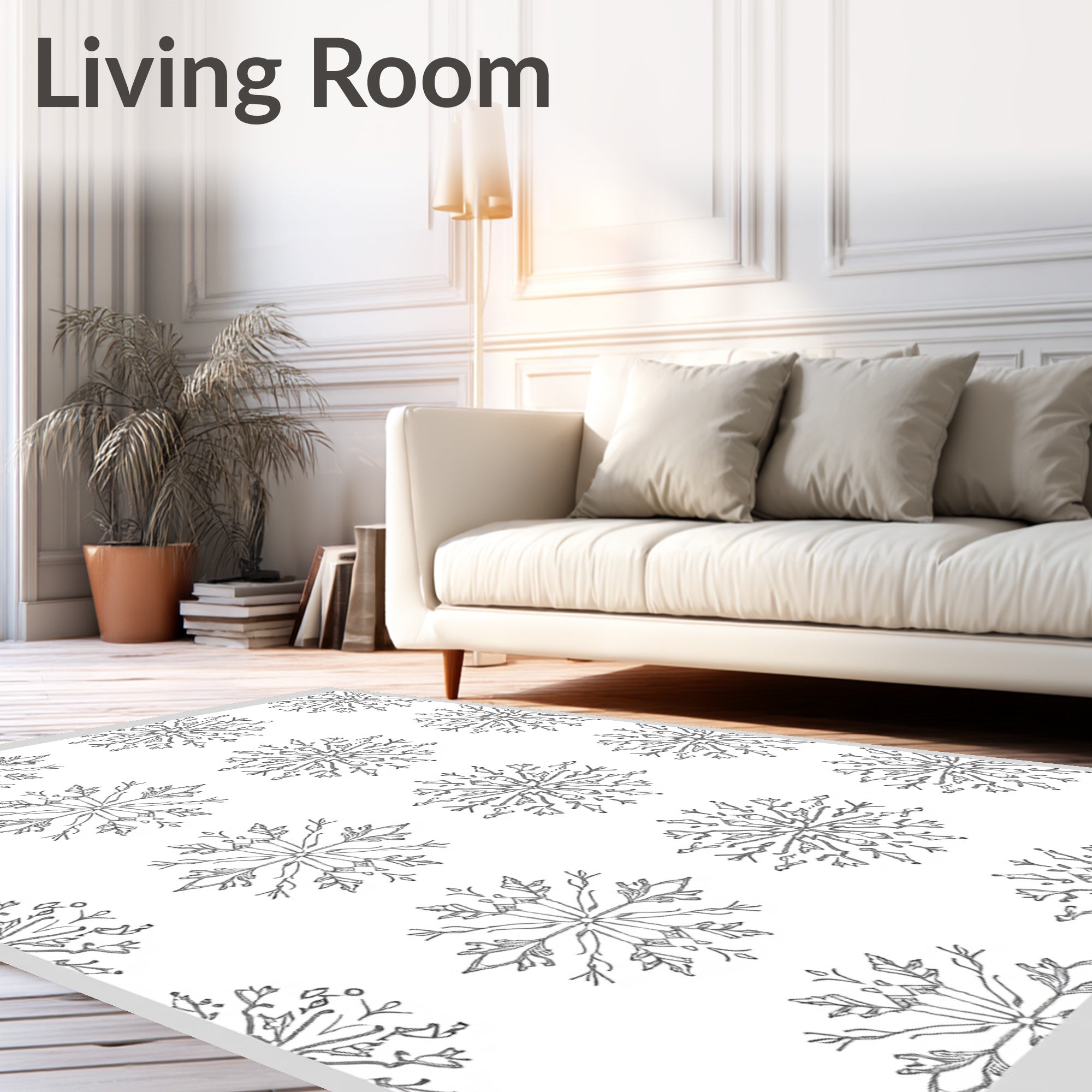 Winter Snowflake Grayscale Repeat Rug