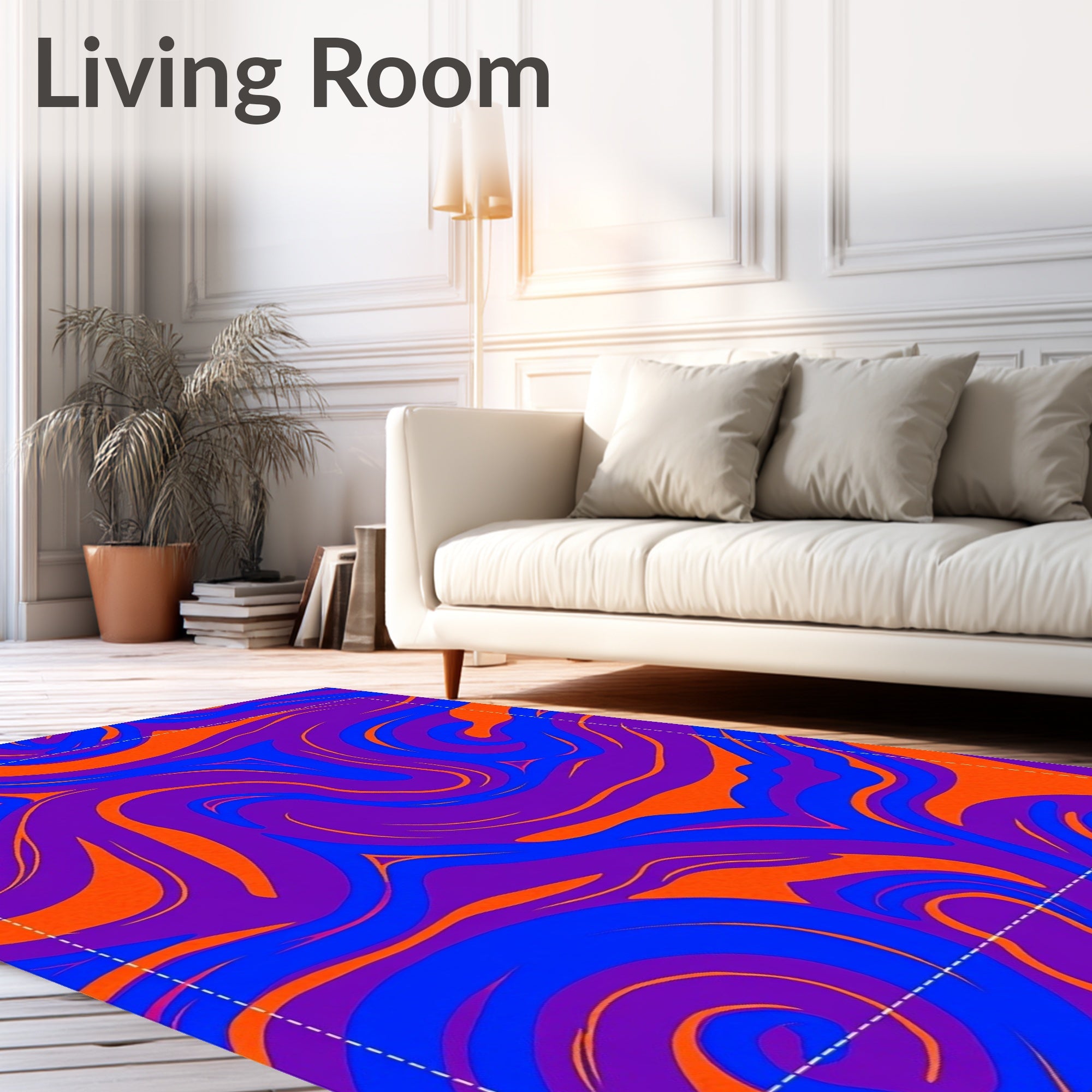 Vibrant Purple Blue Orange Swirl Rug