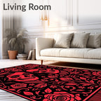 Red Skull Floral Embrace Rug
