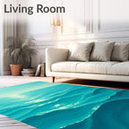 Turquoise Ocean Waves Sunlit Ripples Rug