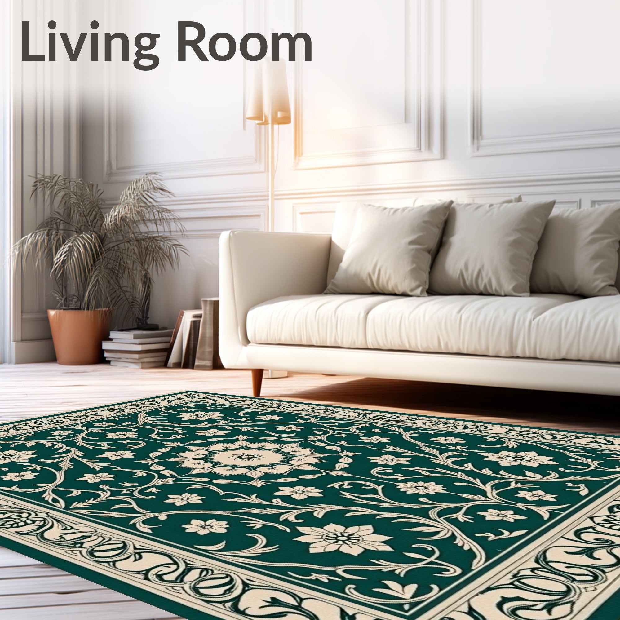 Emerald Vintage Floral Medallion Rug