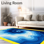 Oceanic Deep Blue Swirl Rug