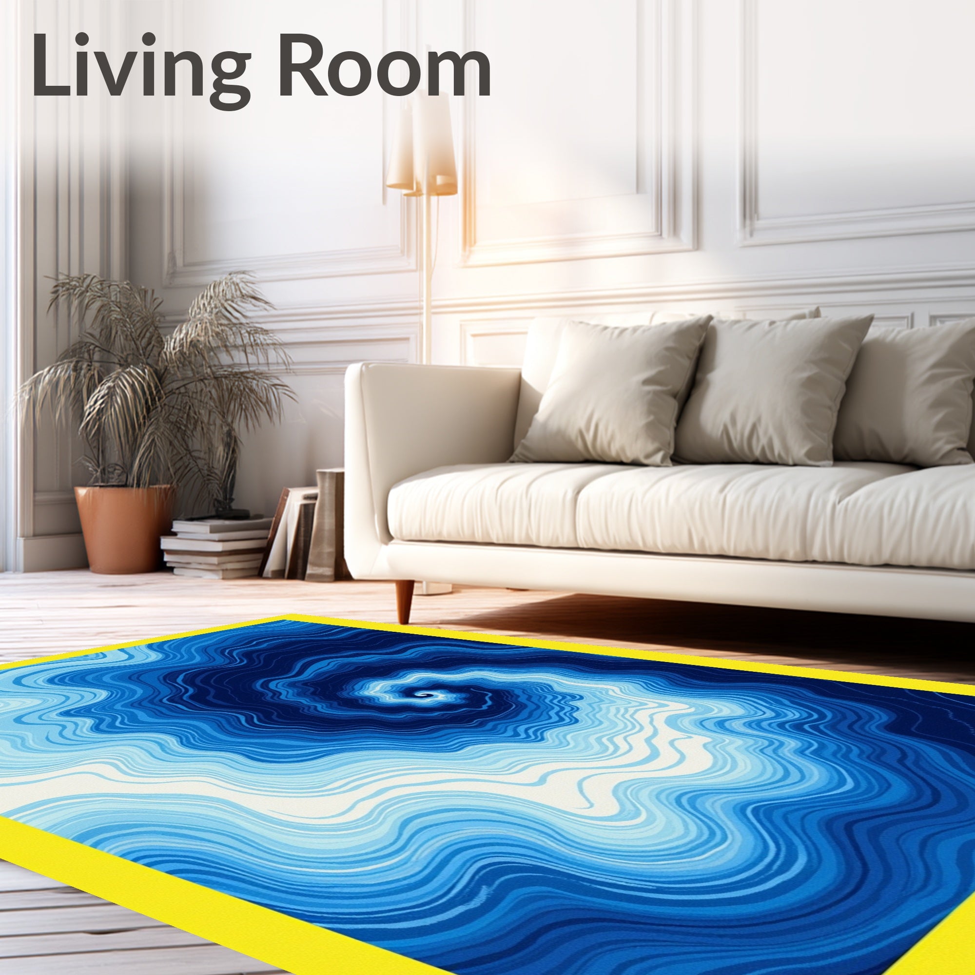 Oceanic Deep Blue Swirl Rug