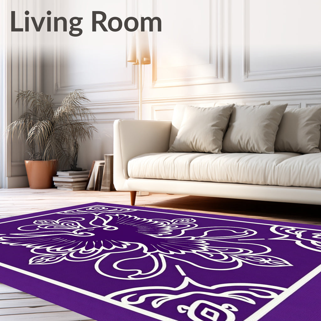 Majestic Purple Eagle Crest Artwork Rug