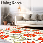 Vibrant Red Floral Foliage Scatter Rug