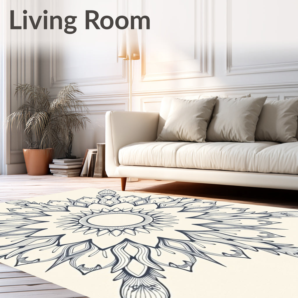 Mandala Sunburst Dark Navy Rug