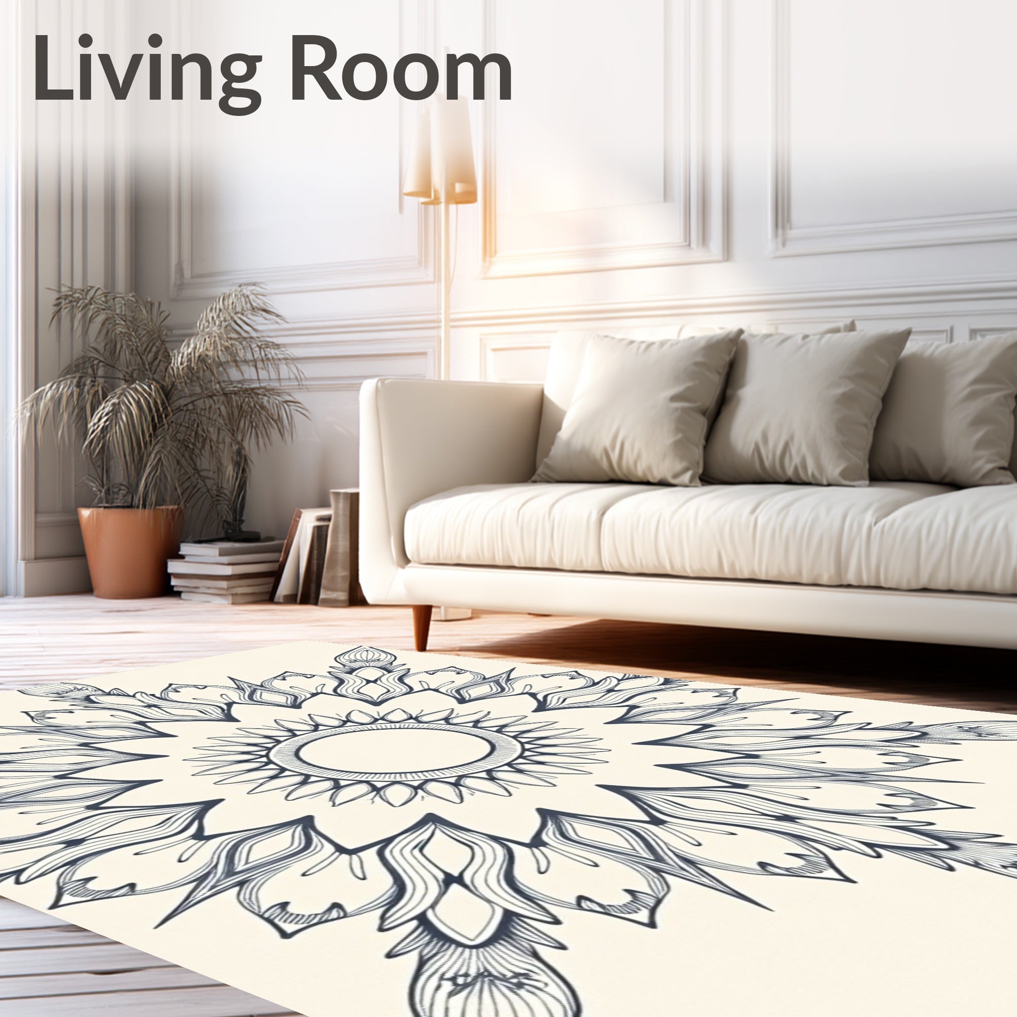 Mandala Sunburst Dark Navy Rug
