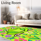 Happy Frog Floral Garden Rug