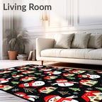 Playful Snowmen Red Roof Houses Rug