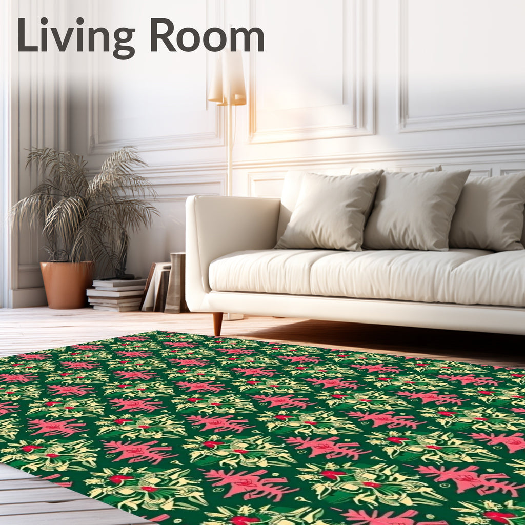Emerald Pink Floral Medallion Symmetry Rug