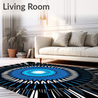 Electric Blue Sunburst Radial Rug