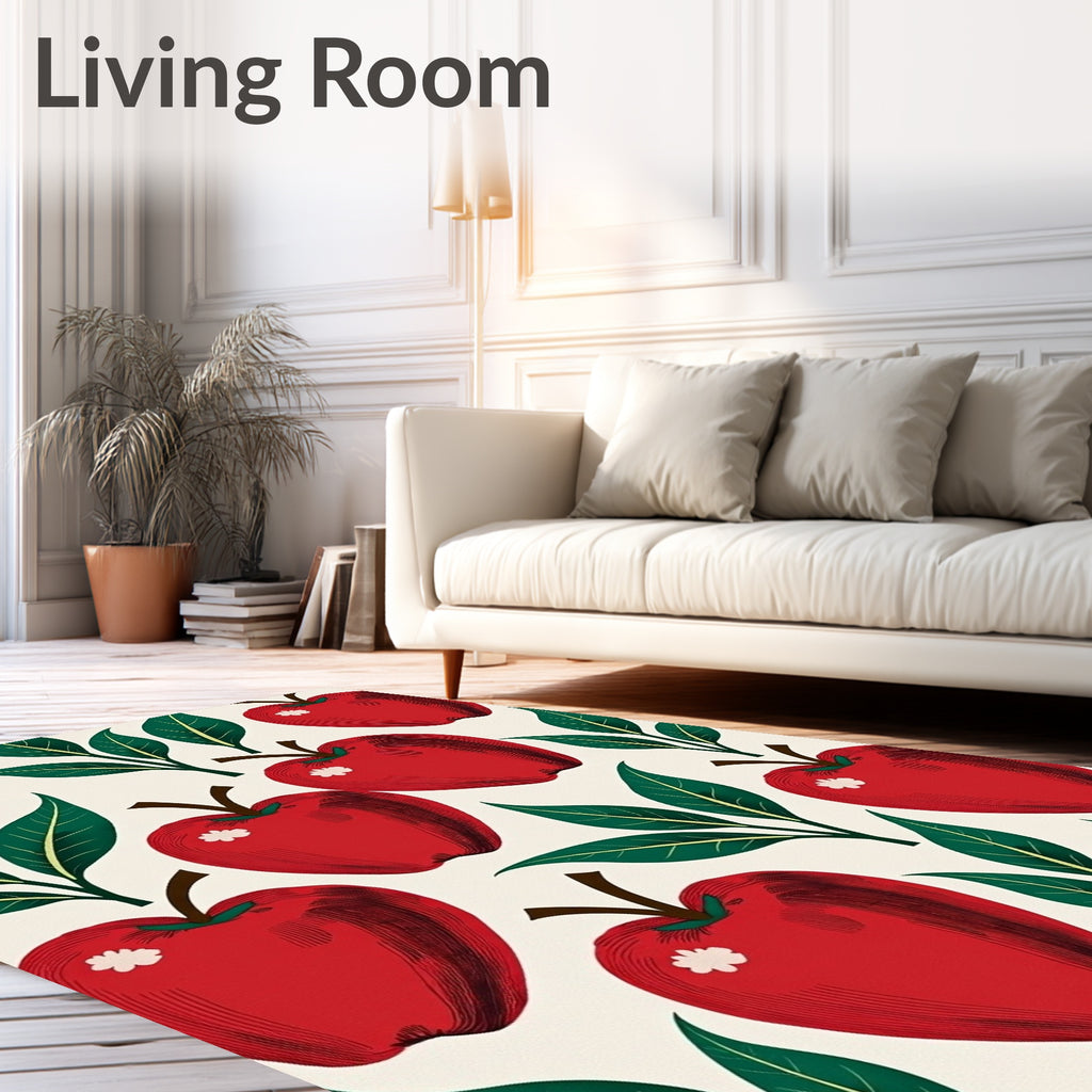 Classic Red Apple Foliage Arrangement Rug