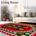 Cute Puppy Floral Border Rug