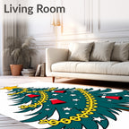 Festive Green Christmas Tree Bells Star Rug