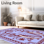 Ornate Elephant Lilac Floral Border Rug