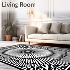Black White Radial Sunburst Rug