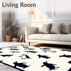 Playful Black Penguin Scatter Cream Rug