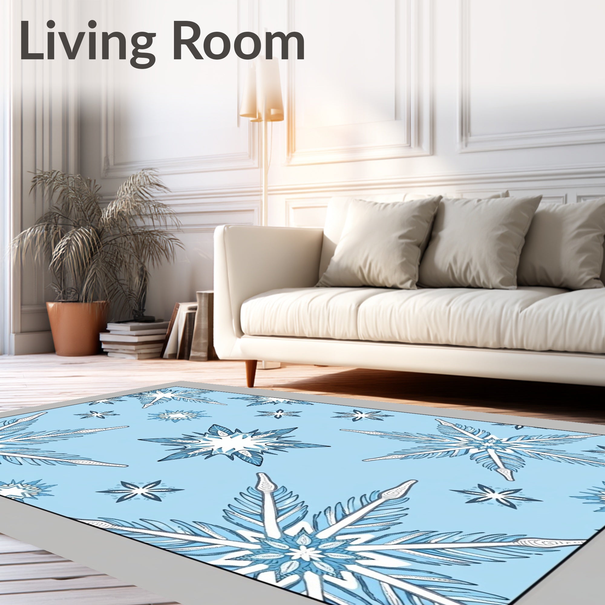 Light Blue Snowflake Winter Wonderland Rug