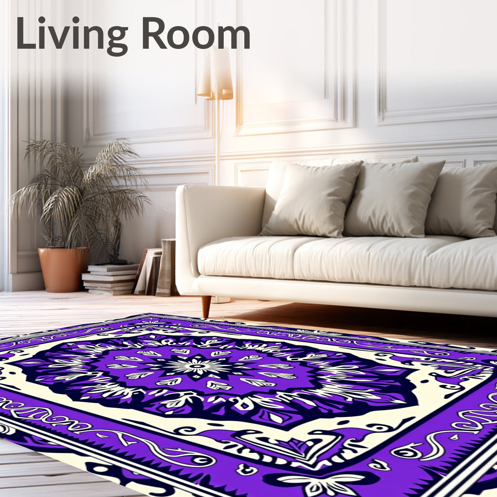 Bold Purple Floral Mandala Rug