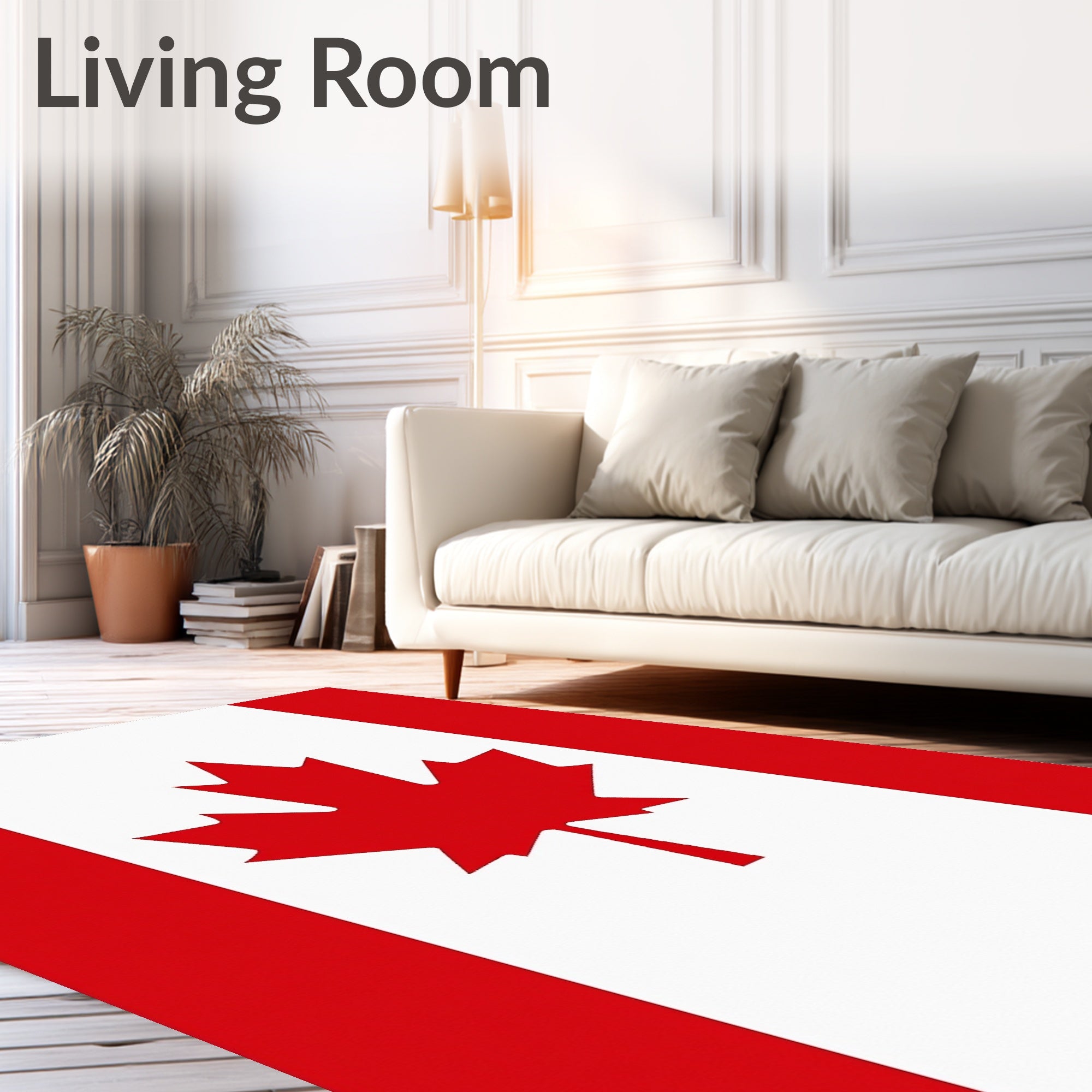Red White Maple Leaf Banner Rug