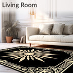 Radiant Ivory Sunburst Art Deco Frame Rug