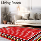 Red Stripe Calligraphy Floral Border Rug